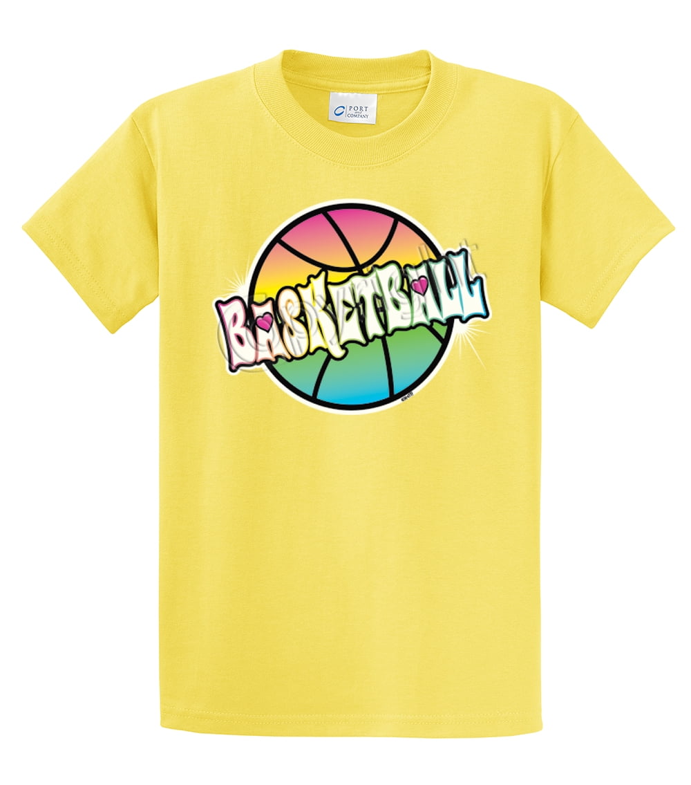 Trenz Shirt Company Youth Basketball TShirt Neon Rainbow Basketballyellowyl