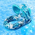 thumbnail image 5 of Blue Leaf - Patterned Inflatable Pool Float with Canopy – 2 - in - 1 Lounge Chair & Shade, Summer Water Fun, 5 of 7