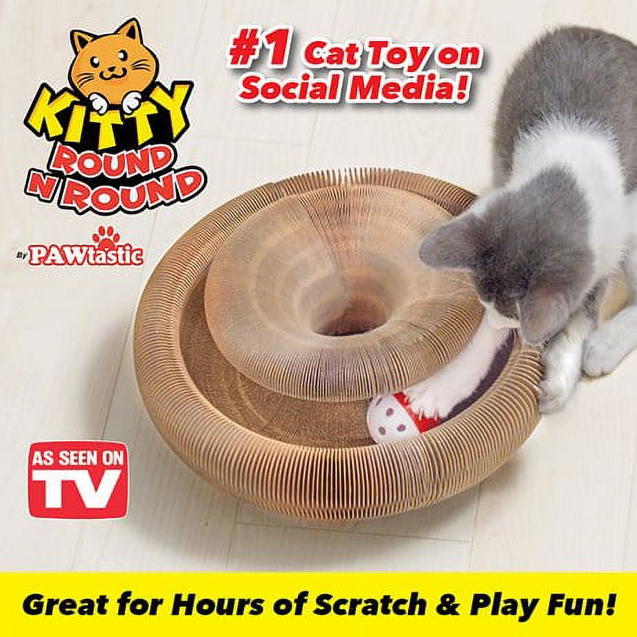 PAWtastic Kitty Round N Round Foldable Cat Toy, Made with Recycled Carboard