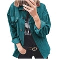 thumbnail image 2 of Babysbule Womens Cardigans Clearance Ladies Corduroy Buttoned Cardigan Long Sleeve Lapel Loose Padded Shirt Top Women's Top Clearance Blouse, 2 of 5