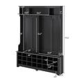thumbnail image 5 of Bellemave Hall Tree with Storage and Hooks, Wooden 3-in-1 Entryway Hall Tree with Bench, Modern 60’’ Corner Foyer Entryway Organizer Clothes Rack (Black), 5 of 8