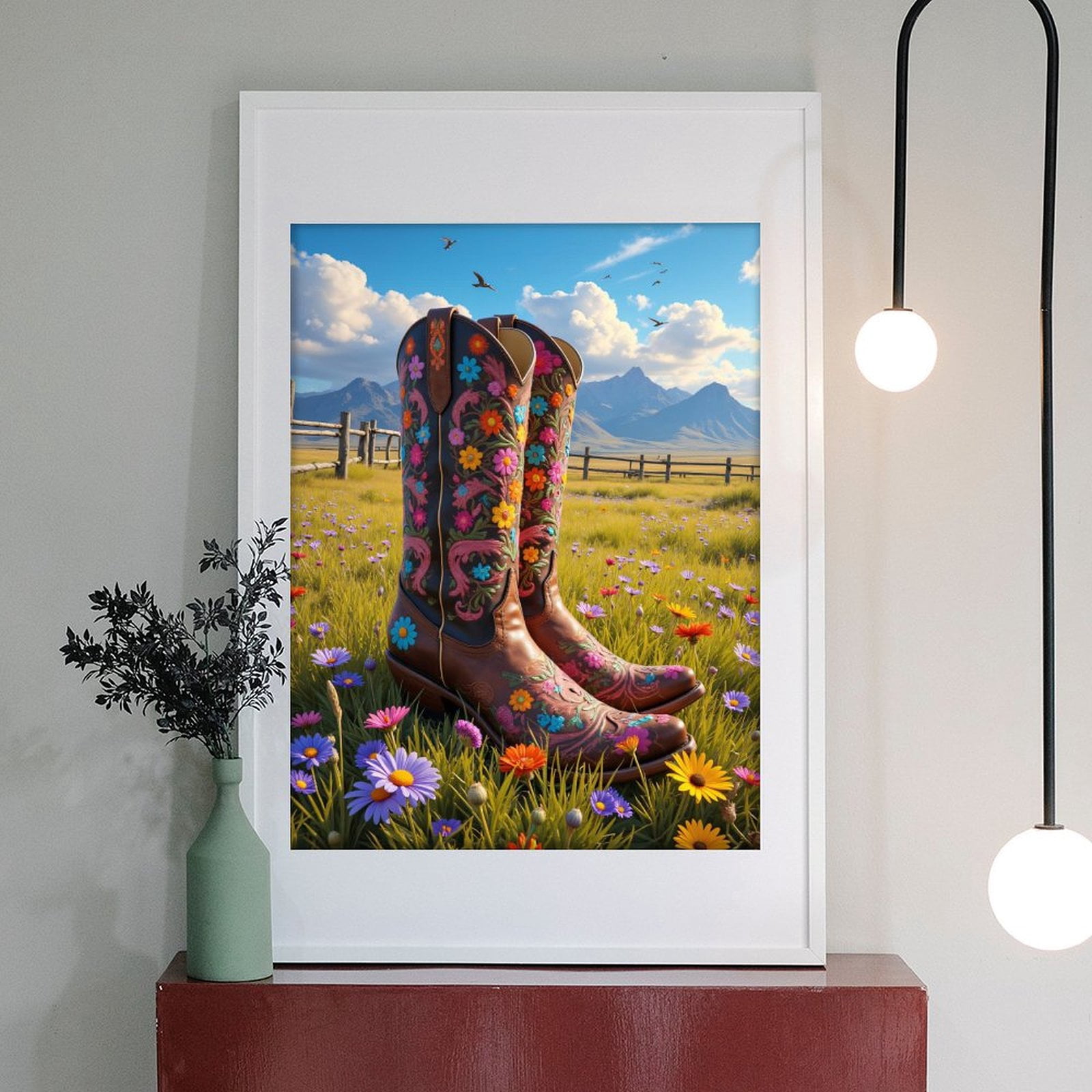 Diamond Art Kits for Adults - 5d Colorful Embroidered Cowboy Boots Field Diamond Painting for Adults, Diamond Art for Adults Beginners, Diamond Painting Kits for Adults for Home Wall Decor