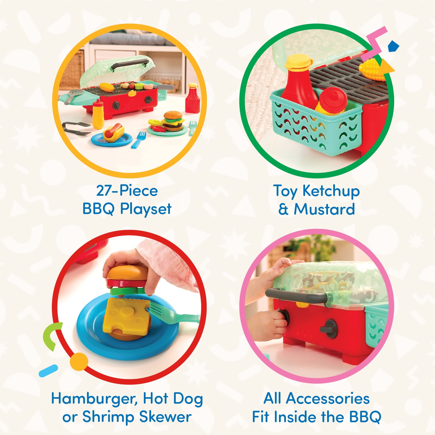 Battat Cook ‘n’ Go BBQ Set with Plastic Play Food and Toy Utensils, Toddler and Preschool Toys