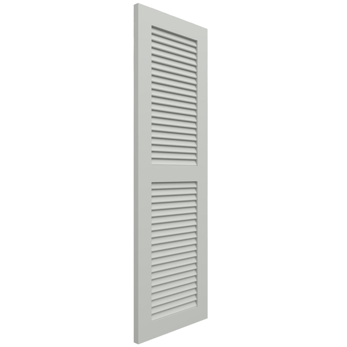 Ekena Millwork 15"W x 79"H True Fit PVC Two Equal Louver Shutters, Hailstorm Gray (Per Pair - Hardware Not Included)