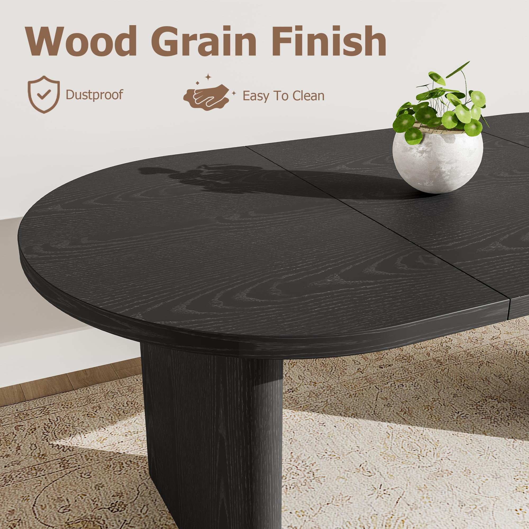 Oval Dining Table for 6-8 People, Long Large Kitchen Table with Thick Sturdy Wooden Base, Farmhouse Dining Room Table for for Kitchen, Living Room, Office