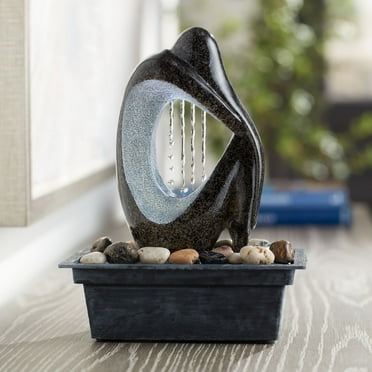 John Timberland Modern Tabletop Water Fountain with LED Light 10" Silhouette for Indoor Table Top Desk