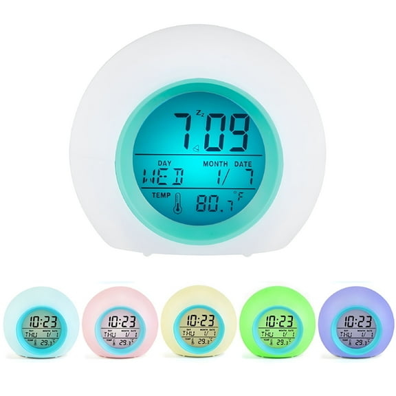 HIBIBUD 7 Gradient Color Clock Radio,Alarm Clock Sleep Sound Machine,Wake up lamp for Adults,Children and Heavy Sleepers