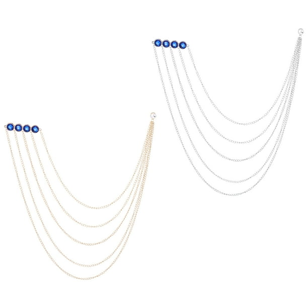 Pinzas de broche de cadena de strass Uxcell, 2 piezas de cadena de borlas de strass redondas en azul