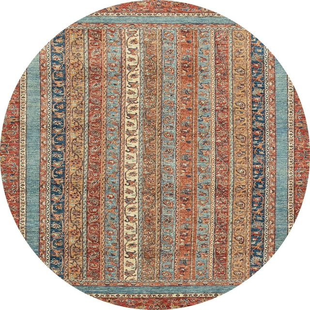 Ahgly Company Tapis d'Intérieur Rond Abstrait Camel Brun Abstrait, 3 Pieds Rond