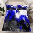 thumbnail image 2 of Manfei Abstract Marble Bed Sheets 4pcs, Black Blue White King Sheets, Modern Watercolor Marbling Sheet Set, Super Cozy Room Decor, 2 of 7