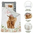 thumbnail image 3 of KAINSY Personalized Toddler Nap Mat for Girls–Custom Name Sleeping Mat Pink Highland Cow Theme, Tot Cot Kids Nap Mat with Pillow and Blanket, Roll-Up Preschool Daycare Slumber Bag, 3 of 4