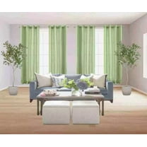 1 Piece Window Curtain MG Silky Shiny Faux Silk Solid Sage Green Semi Transparent 6 Grommets 52" wide X 63" length