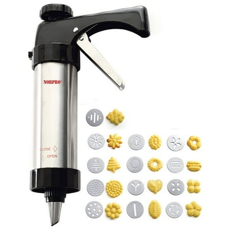 Stainless Steel Cookie Press - Best Professional Cookie Press Kit, 13 Metal Stainless Steel Cookie Press Discs