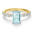 thumbnail image 3 of Gem Stone King 14K Two Tone Gold Sky Blue Topaz and Lab Grown Diamond Engagement Ring for Women | 2.72 Cttw | Octagon 8X6MM | Gemstone November Birthstone | Size 5, 3 of 6
