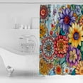 thumbnail image 4 of 72x78 Inch Shower Curtain Boho Flowers Bathroom Decor Waterproof Fabric Bathtub Bath Curtains Decorative Bohemia Ethnic Floral Colorful Floral Extra Long Shower Curtain Set with Hooks, 4 of 6