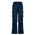thumbnail image 4 of Diufon Cargo Pants for Women Elastic Waist Lounge Pants Baggy Straight Pants with Pockets, 4 of 7
