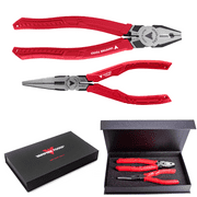 VAMPLIERS VT-001-S2JGS 8" PRO Linemans Pliers Screw Extractor+ 7" Long Nose Pliers Bundle, Stripped Screw Removal Tool, Gifts for Him