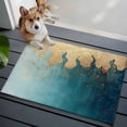 thumbnail image 4 of Abstract Teal Gold Area&nbsp;Rug 2x3ft Shinny Gold Gradient Geometric Lines Non-Slip&nbsp;Washable Square&nbsp;Rugs Soft Felt Indoor Floor Mat for Bedroom Kitchen Living Room Bathroom, 4 of 9