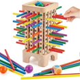 thumbnail image 2 of Wooden Board Game Toys, 42 Colourful Sticks Dice Game Math Educational Toy, Family Fun Ball Dropping Game, 2 of 5