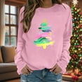 thumbnail image 4 of Xdegoge Christmas Sweatshirts for Women Crewneck Long Sleeve Tops Xmas Tree Graphic Shirts Loose Fit Holiday Blouses for Women Dressy Christmas Snowman Shirt Women Christmas, Pink S, 4 of 6