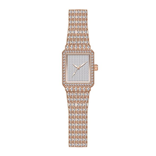 Cadena de reloj Reloj de lujo Reloj de lujo para mujer Reloj de mujer con puntero cuadrado de diamantes completo