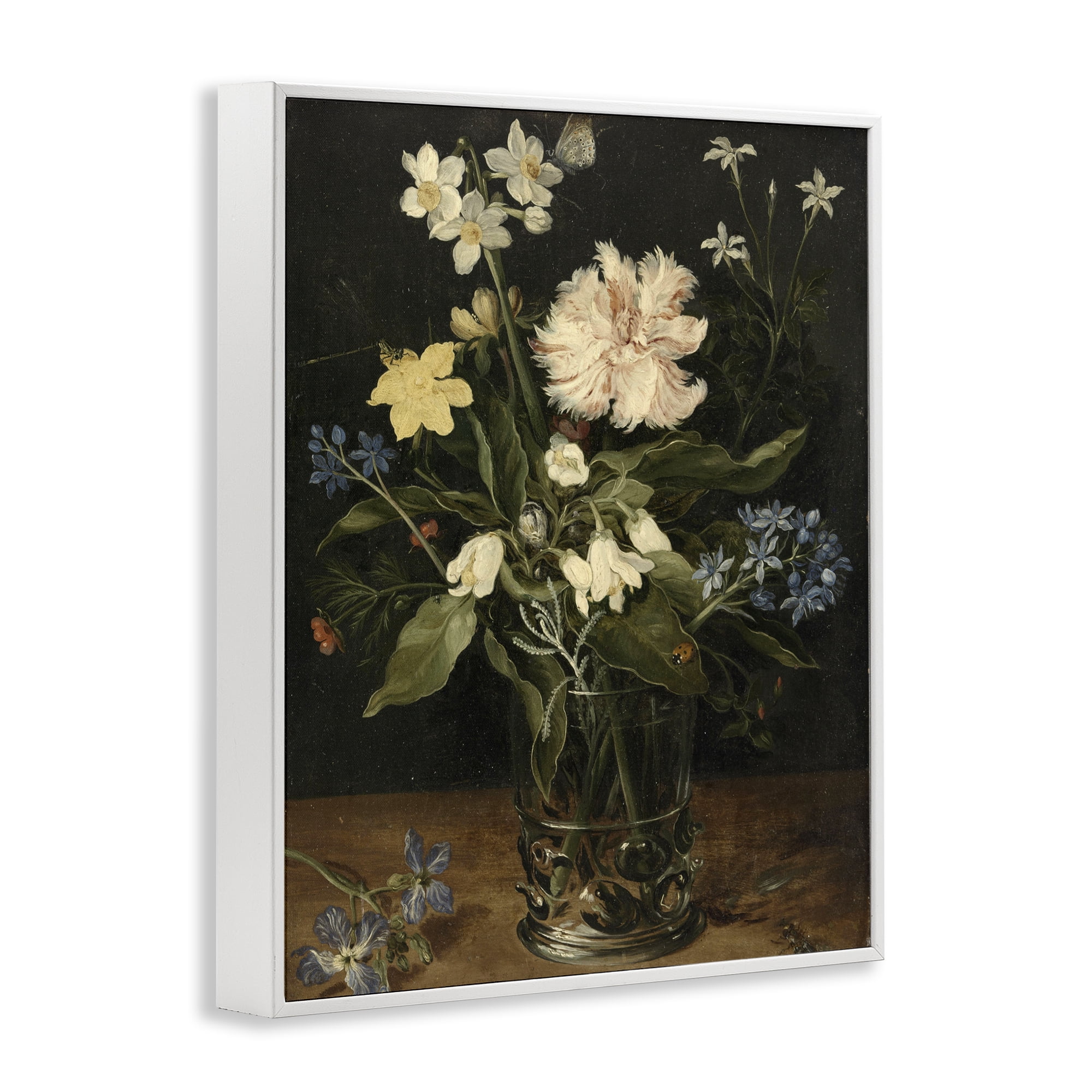 Stupell Industries Chrysanthemum & Flowers in Vase White Framed Giclee Art, design by Vintage Hustle