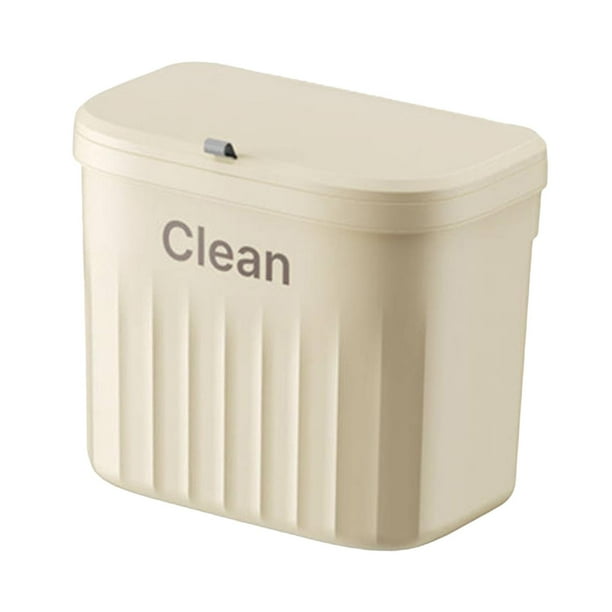 Cubo de basura colgante pequeno para cocina con tapa cubo de basura para abono de interior cubo de basura para gabinete cocina hogar Color Crema S Walmart en linea