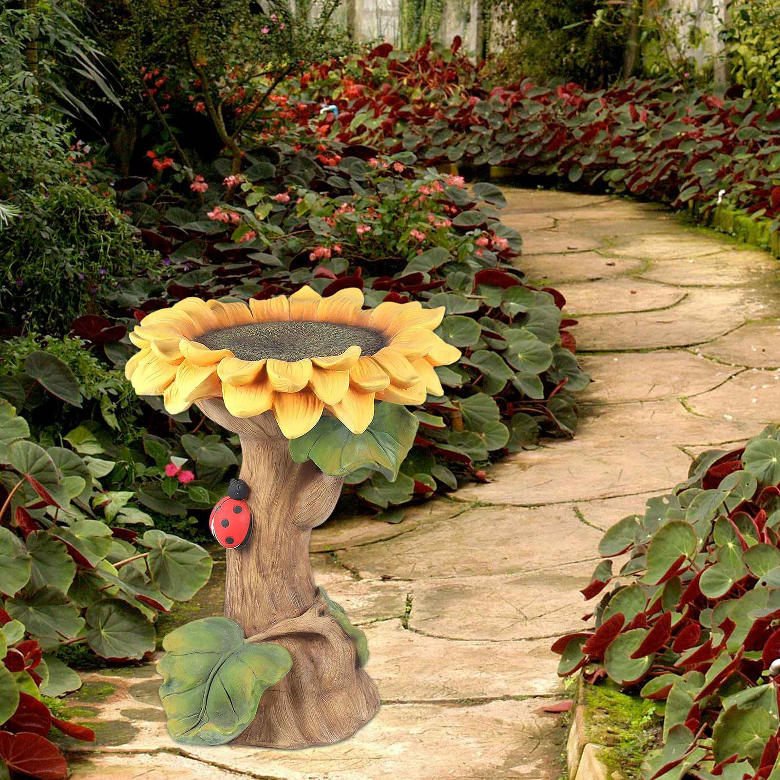 Sunflower Bird Bath Garden Outdoor Yard Lawn Decor Art Ornaments