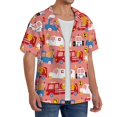 thumbnail image 4 of Naloa Cartoon with Traffic Elements Men's Loose Fit Cuban Collar Short-Sleeve Shirt with Button-down and Chest Pocket for Everyday Wear Outings - Small, 4 of 7