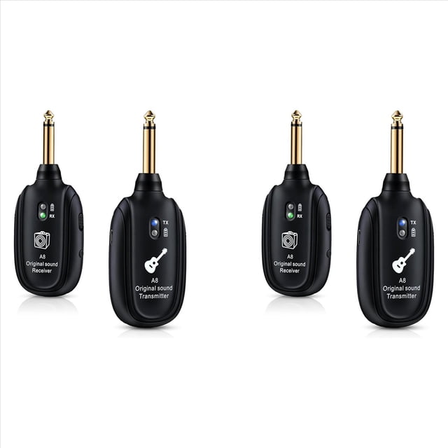 2X System Inalámbrico de Guitarra A8, Receptor Transmisor Inalámbrico de Audio UHF Recargable para Guitarra, Bajo, Violín, Teclado