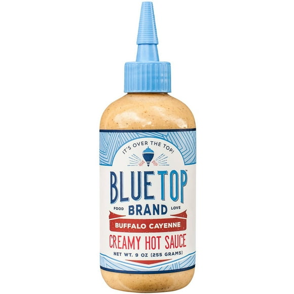 Sauce piquante au poivre de Cayenne Buffalo Blue Top MÉLANGE BEURRÉ D’ACIDULÉ, DE SUCRÉ ET D’ÉPICÉ AVEC UNE TOUCHE D’ÉPICES DE CAYENNE.