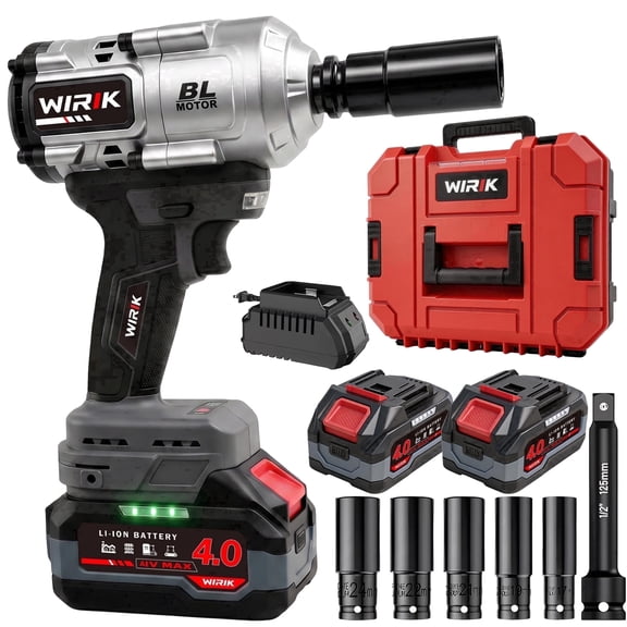 WIRIK Cordless Impact Wrench, 21V 1/2" Brushless High Torque Impact Gun, 1000N.m (737Ft-lbs) Breakaway Torque Auto Stop for Truck, RV & Heavy Duty