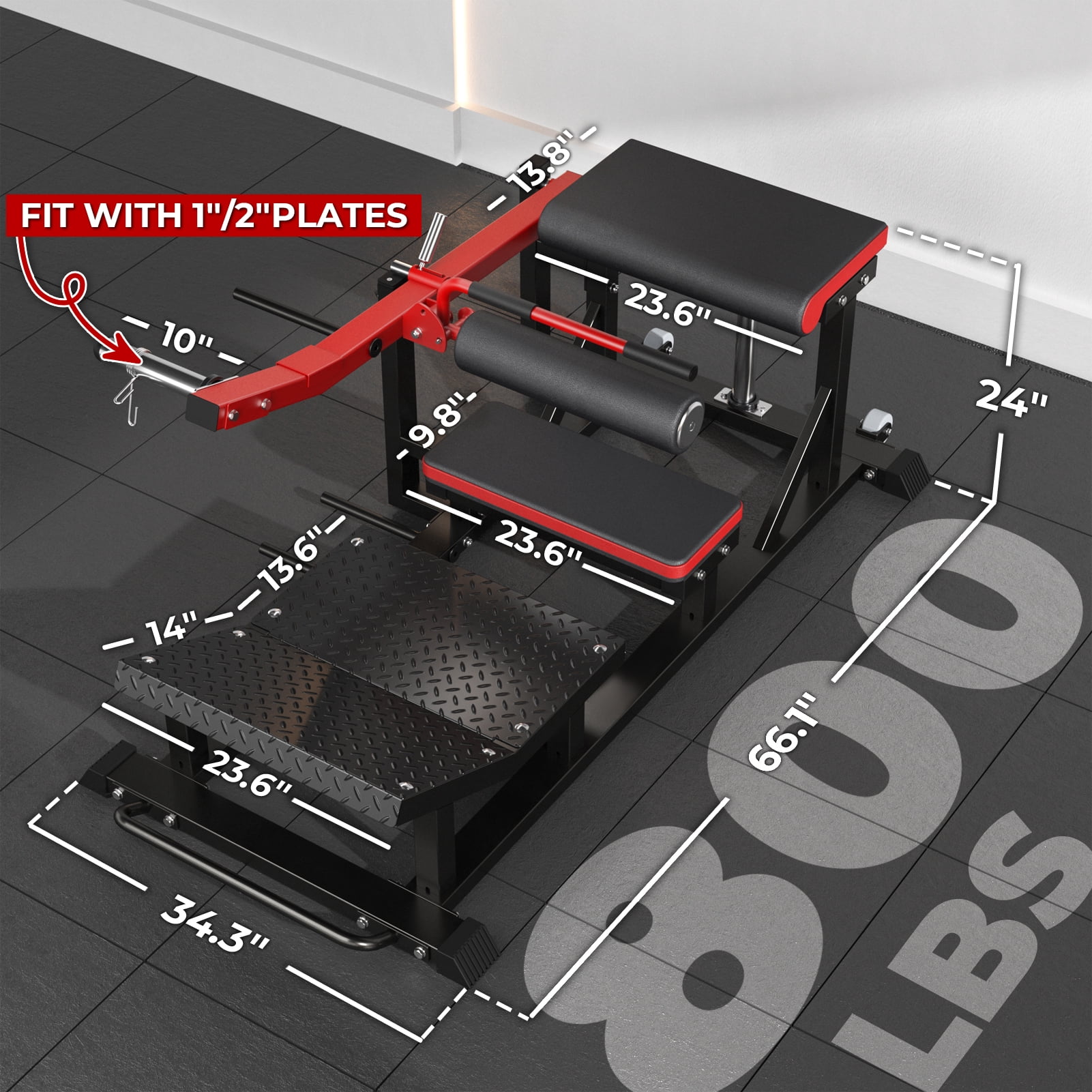 syedee Glute Bridge Machine, Heavy Duty Plate-Loaded Hip Thrust Machine, Glute Drive Machine for Glute Muscles Shaping(Red)