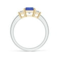 thumbnail image 2 of ANGARA Natural 1.5 ct Tanzanite and Diamond Three Stone Ring in 14K White & Yellow Gold for Women (Size-8x6mm) | December Birthstone, Anniversary, Jewelry Gift for Women | Natural Tanzanite Ring, 2 of 8