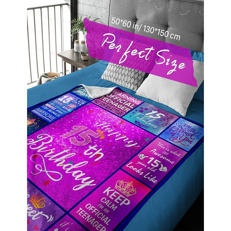 Julazy 15 Year Old Girl Boy Gifts for Birthday, Gifts for 15 Year Old Girls  Boys 60X50 Blanket, Quinceanera Gifts 15th Birthday Gift for Teen Girls