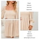 thumbnail image 4 of Vestido largo de mujer Vestido fruncido con cuello cuadrado Vestido de manga larga con estampado floral Vestido con dobladillo con volantes Albaricoque M, 4 of 6