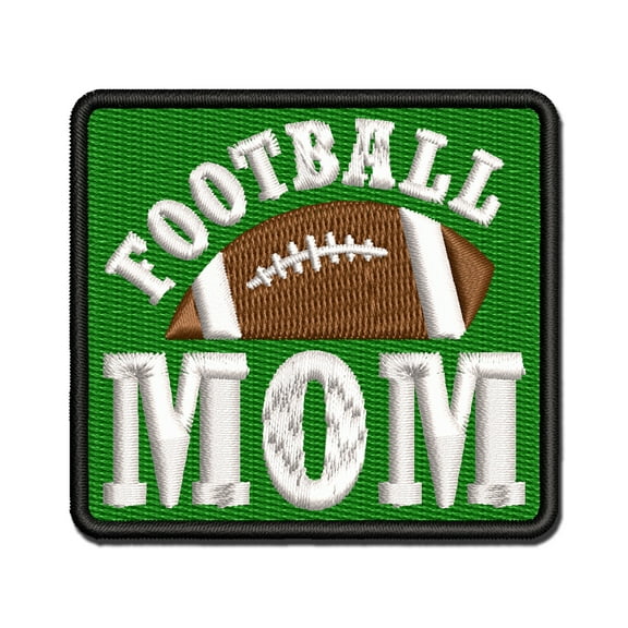Football Mom Applique Multi-Color Embroidered Iron-On Patch - 2.5 Inch Small