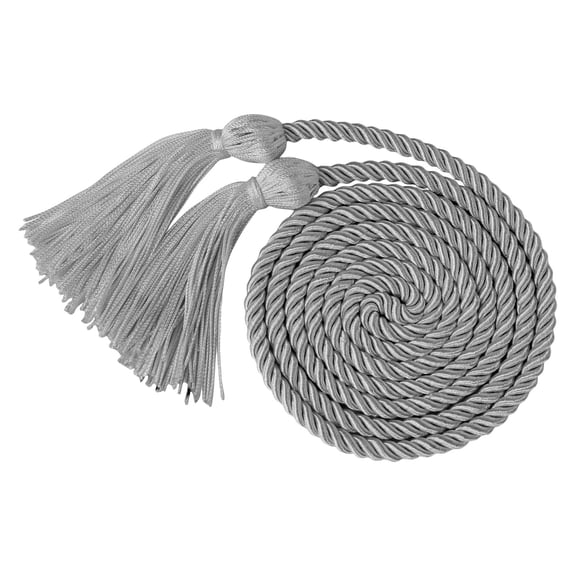 Academic Graduation Honor Cord, 68-Inch Twisted Rope with Tassels for Student Gown Accessories C#265 Silver