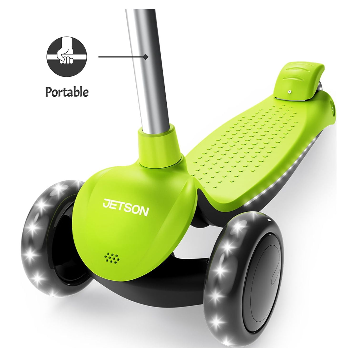 Jetson Lumi 3 Wheel Light-Up Kick Scooter - Max Grip Light up Deck and PVC Wheels- Adjustable Height Ages 3+, Red