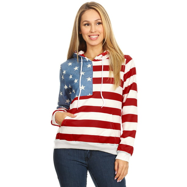 Feinuhan - Women's Casual American Flag Patriotic USA Pullover Hoodie ...