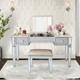 thumbnail image 5 of Mirrored Vanities Desk with Drawers, Bedroom Makeup Vanity Table Set with Mirror and Stool, Flip Up Dressing Table for Bedroom/Makeup Room, Working Desk for Women, Girl Furniture Combo, 5 of 9
