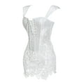 thumbnail image 3 of Miss Moly Gothic Burlesque Corset Dress Lace Skirt Faux Leather Bustier Zipper White, 3 of 4