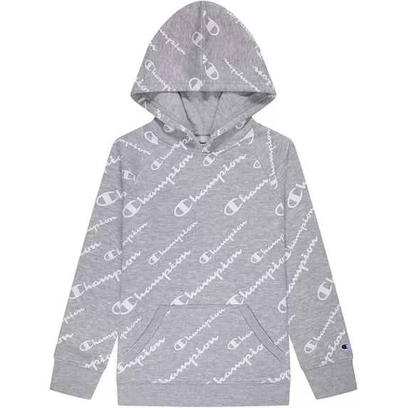 Champion Girls Long-Sleeve Print Hooded T-Shirt / Hoody (Oxford Heather, Medium, M, 10-12)