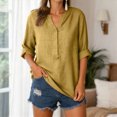 thumbnail image 7 of Paguaki Womens Tops V Neck Mid Length Sleeve Top Summer Top for Women Dressy Casual Solid Color Casual Blouse Shirt Top, 7 of 7
