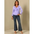thumbnail image 3 of DARING DIVA Ruffle V Neck Chiffon Peasant Blouse XL Light Purple, 3 of 6