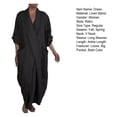 thumbnail image 7 of Quixlent Spring Fall Maxi Dress Robe Baggy Cross V Neck Solid Color Large Pocket Retro A-line Bohemian Maxi Dress Casual Party Travel Dress, 7 of 7