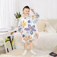 thumbnail image 6 of FORMRS Wearable Blanket Hoodie with Sleeves for Kids Cozy Flannel Sweatshirt, Blue Retro Flower, 6 of 7