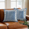 thumbnail image 3 of Throw Pillow Covers, Blue Spring Floral 16x16 Pillow Covers for Couch/Sofa/Bed, Vintage Elegant Summer Botanical Decorative Square Linen Cushion Pillowcase for Home Decor, 3 of 9