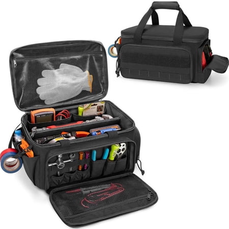 Dxssxc Tool Bag with Multiple Compartments Thickened Padded Tool Carrier for Workshop & Jobsite Water Resistant Canvas Tool Storage Organizer for Contractors Mechanics & DIY Enthusiasts