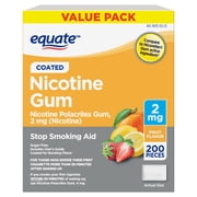 Equate Coated Nicotine Gum 2 mg, Fruit Flavor, 200 Count – Stop Smoking Aid